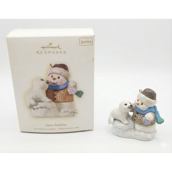 2009 Hallmark Keepsake Ornament SNOW BUDDIES 12th Series Snowman Seal QX8095 Box - Picture 2 of 15